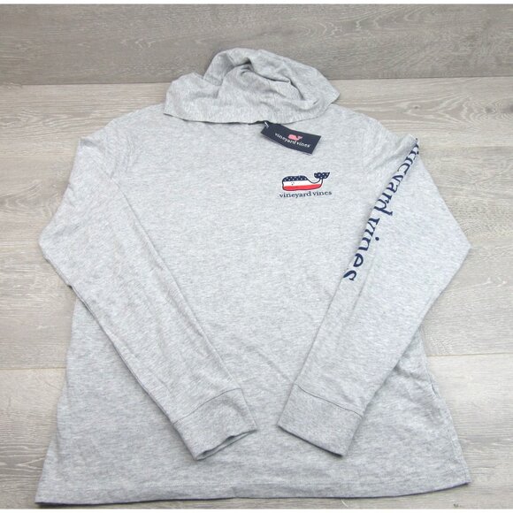 Vineyard Vines Graphic USA Hoodie Men's Size Medium Grey Heather Long Sleeve NEW - Picture 2 of 13
